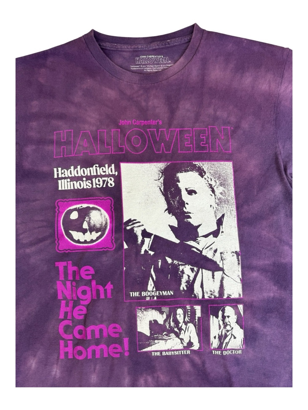 John Carpenter’s Halloween Purple Tie-Dye Graphic T-Shirt – Men’s M